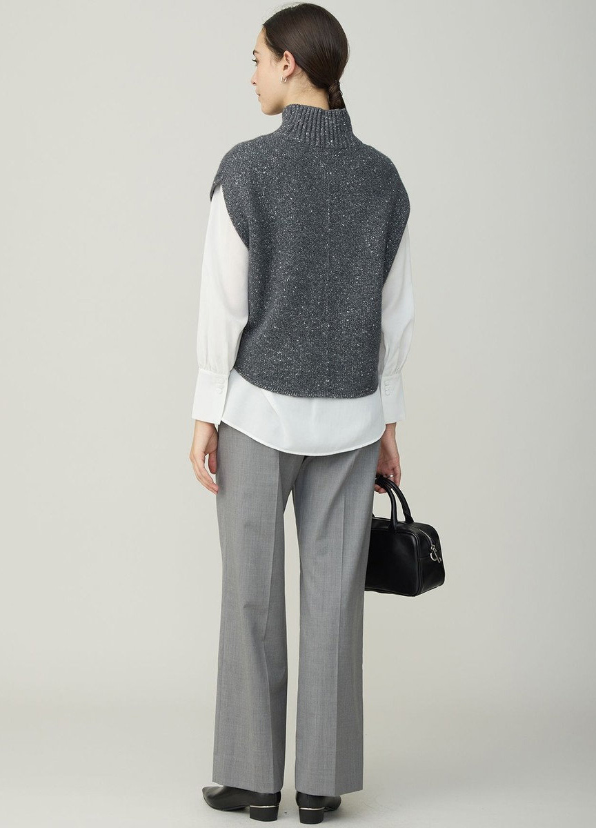 混毛金蔥高領針織背心